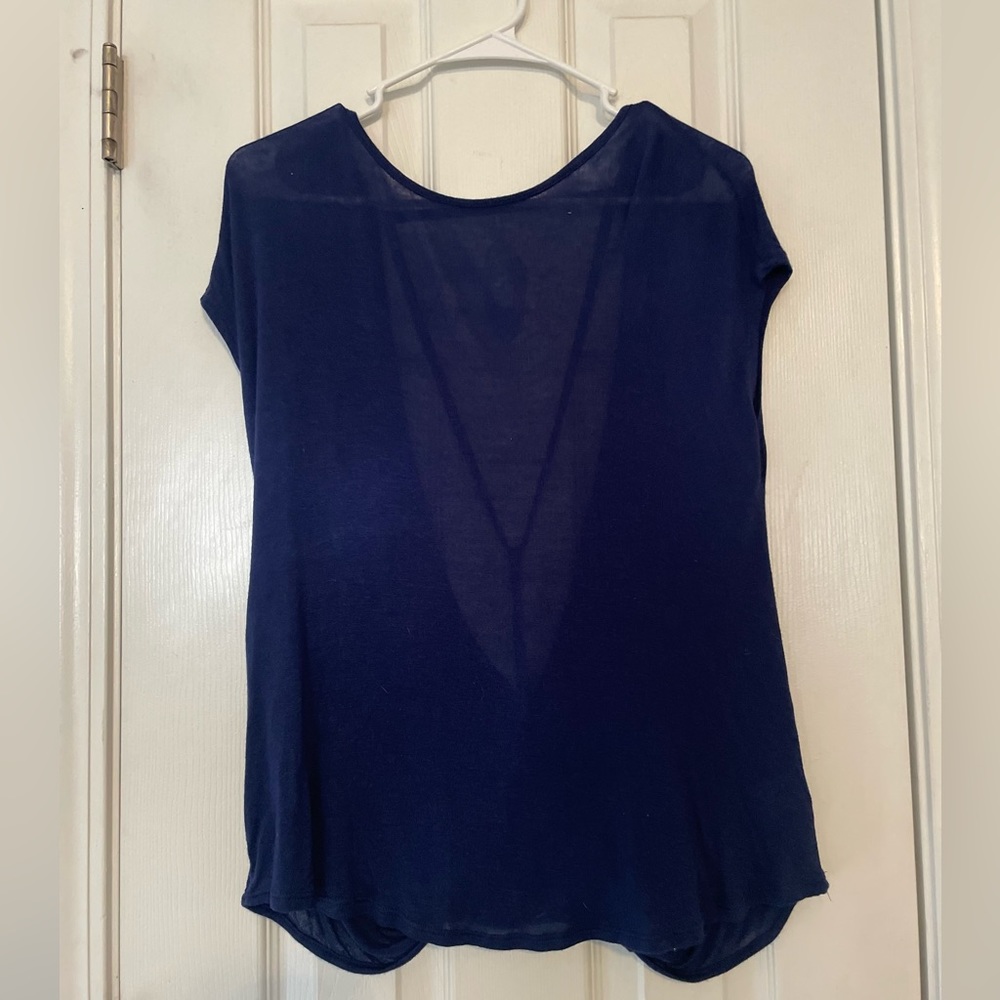Navy Blue Backless Shirt